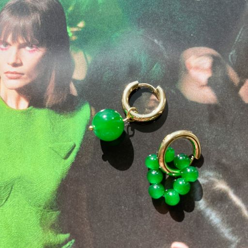 картинка Серьги с подвесом "Green ball"