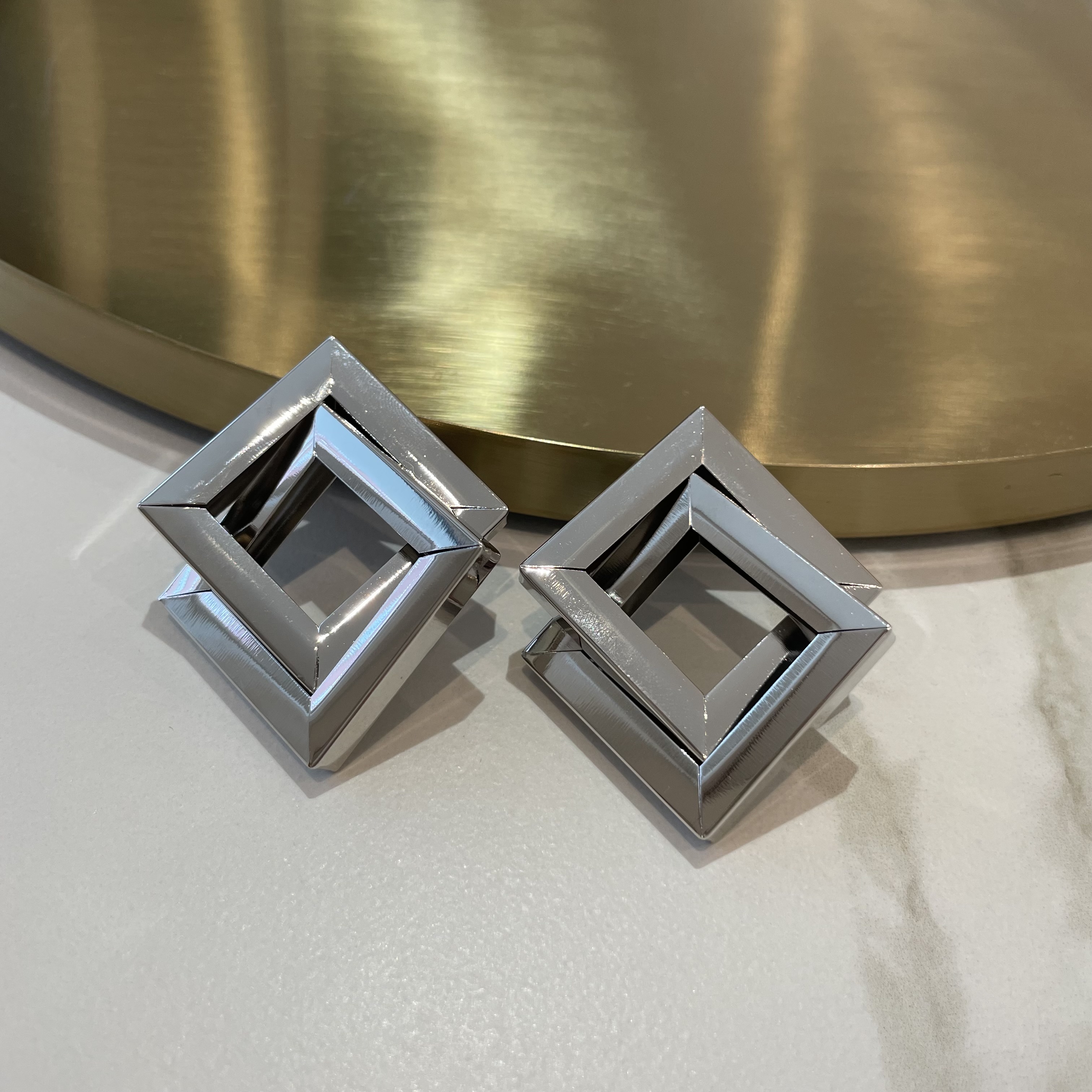 картинка Серьги "Робмы и квадраты серебро"