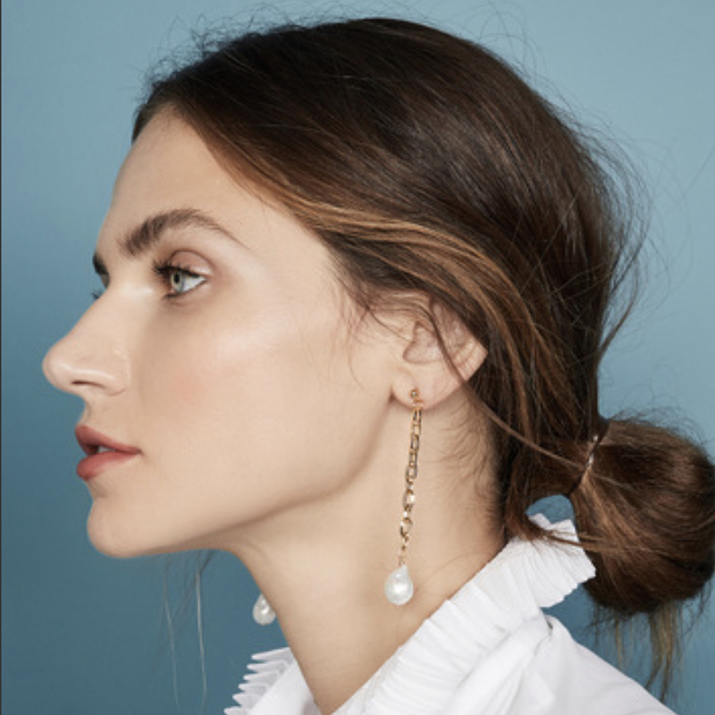 картинка Серьги "Цепи с речным жемчугом"