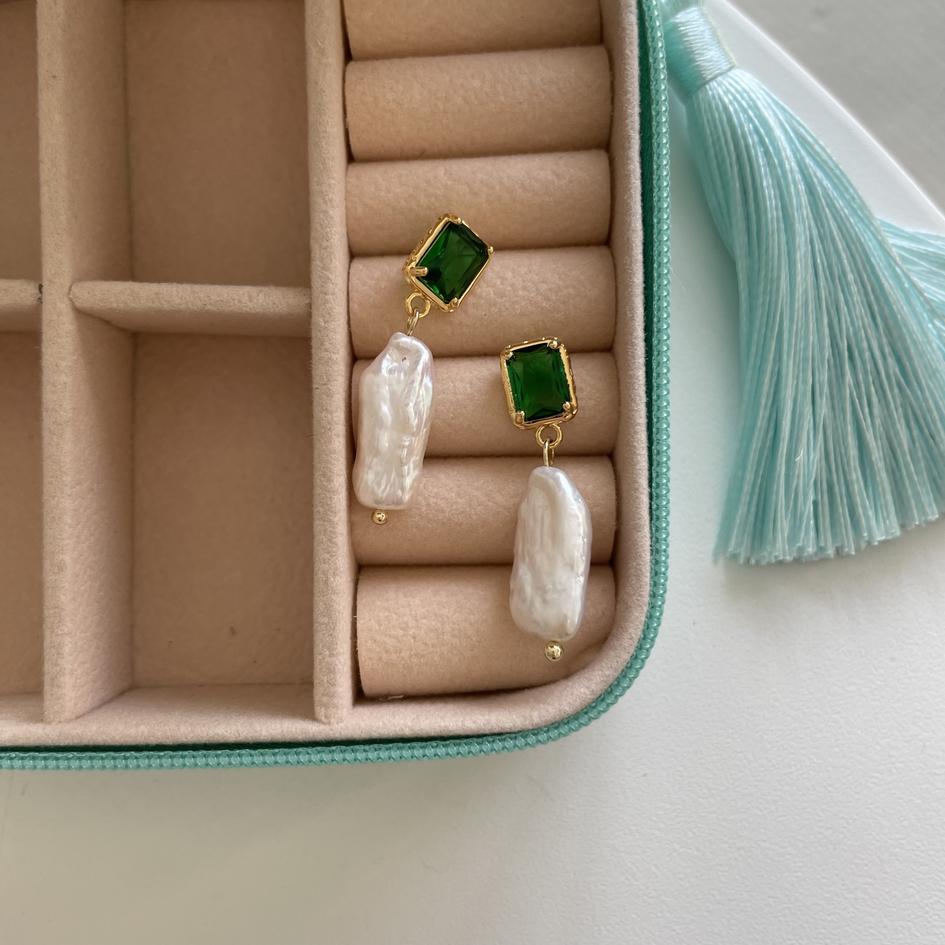 картинка Серьги "Барочный жемчуг и кристаллы"