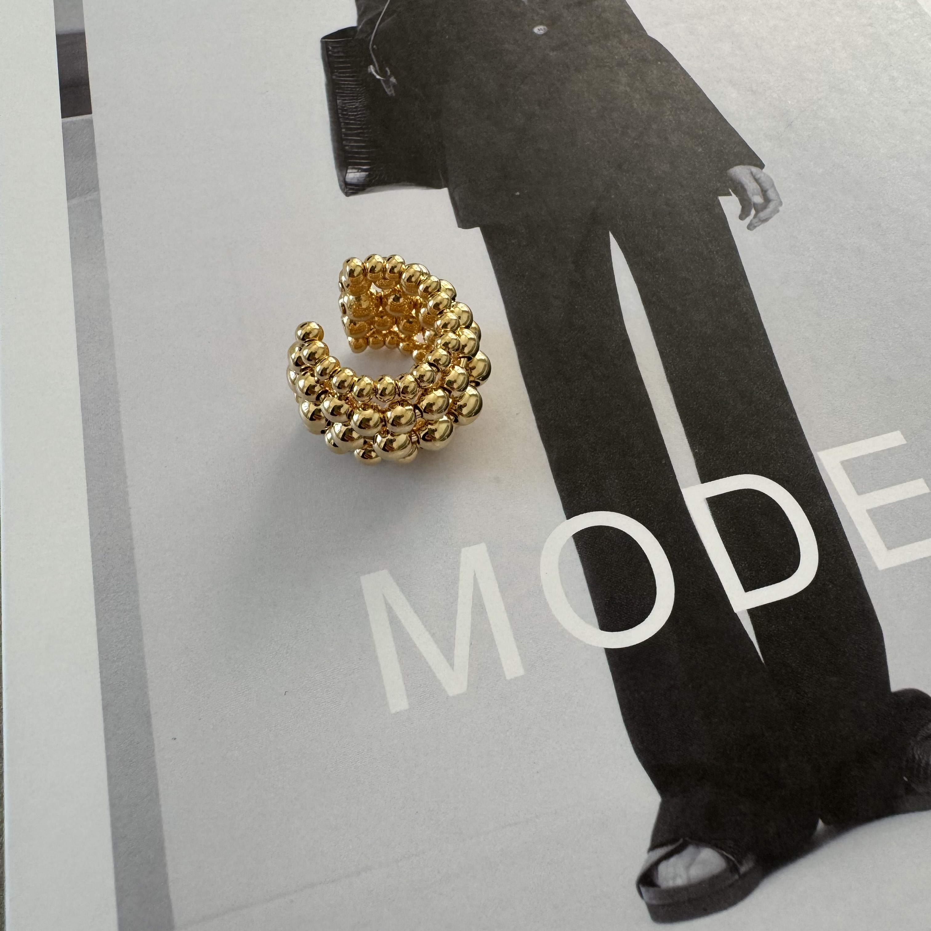 картинка Серьга-каффа-кольцо "Golden bead"