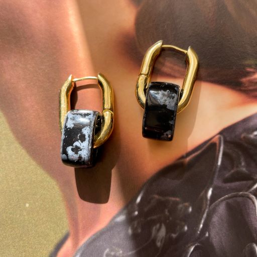 картинка Серьги с подвесом "Черная керамика"