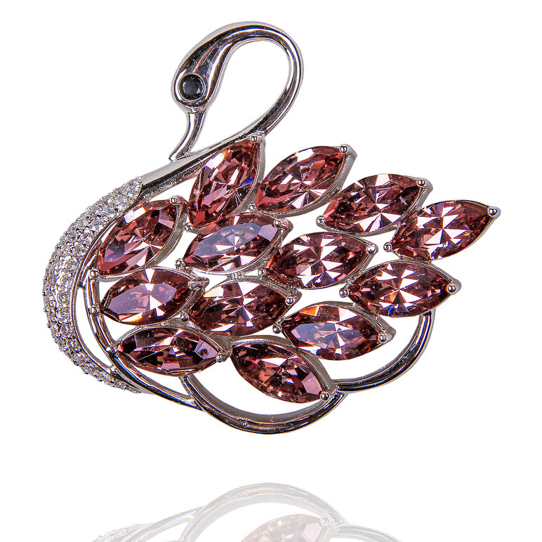 картинка Брошь лебедь с кристаллами Swarovski