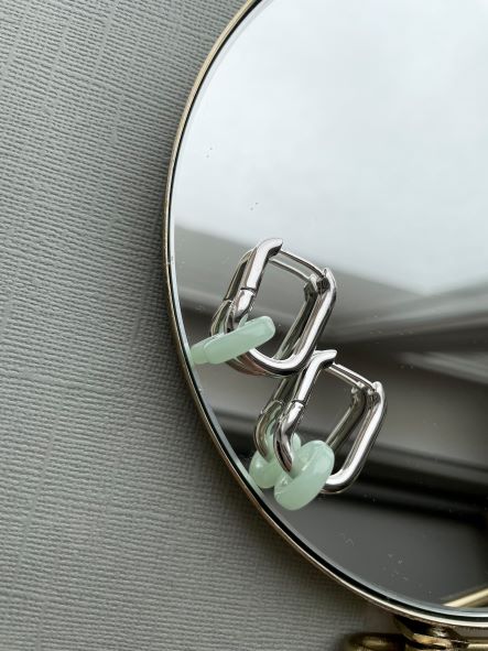 картинка Серьги с подвесом "Нефритовый круг"