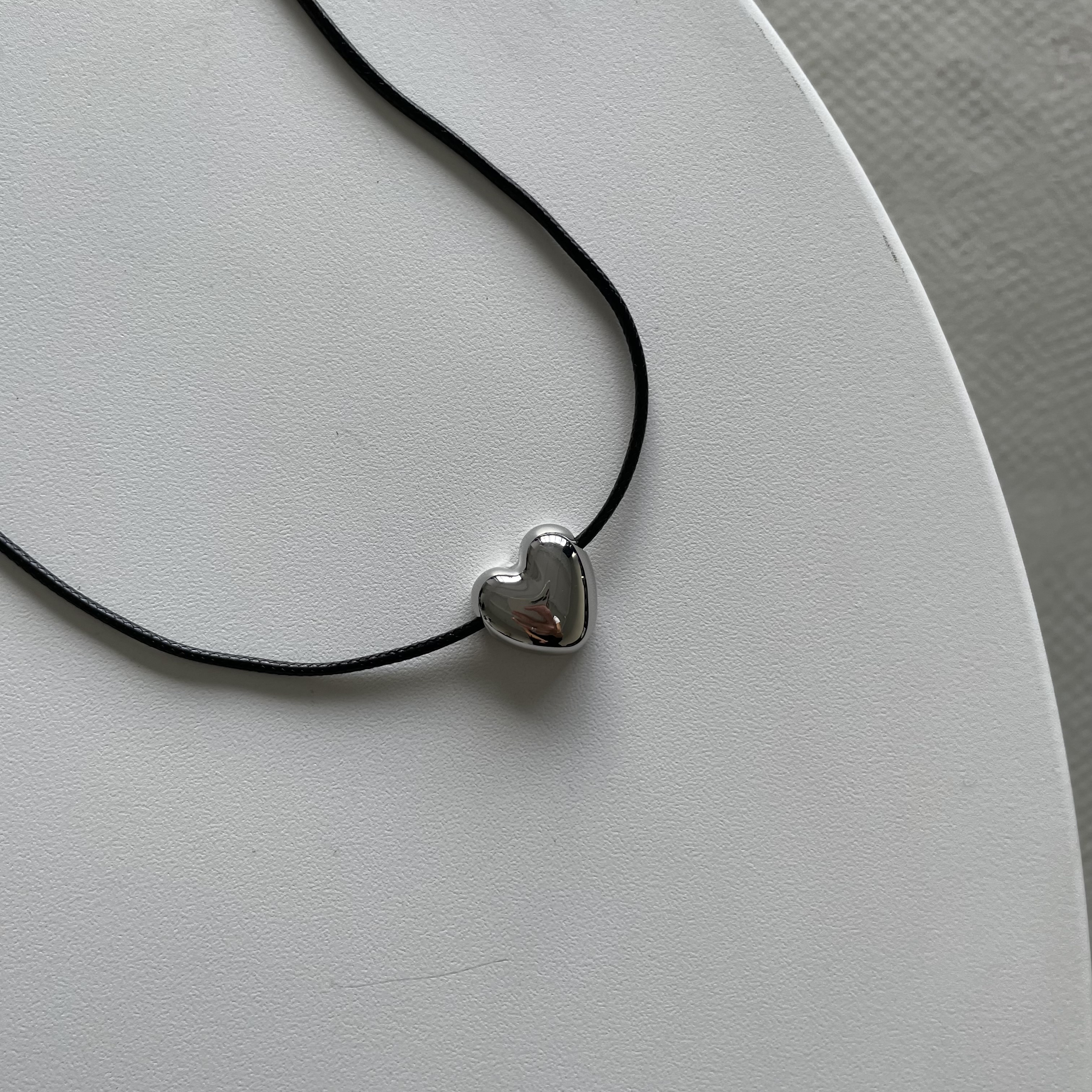 картинка Чокер шнурок "Silver heart"