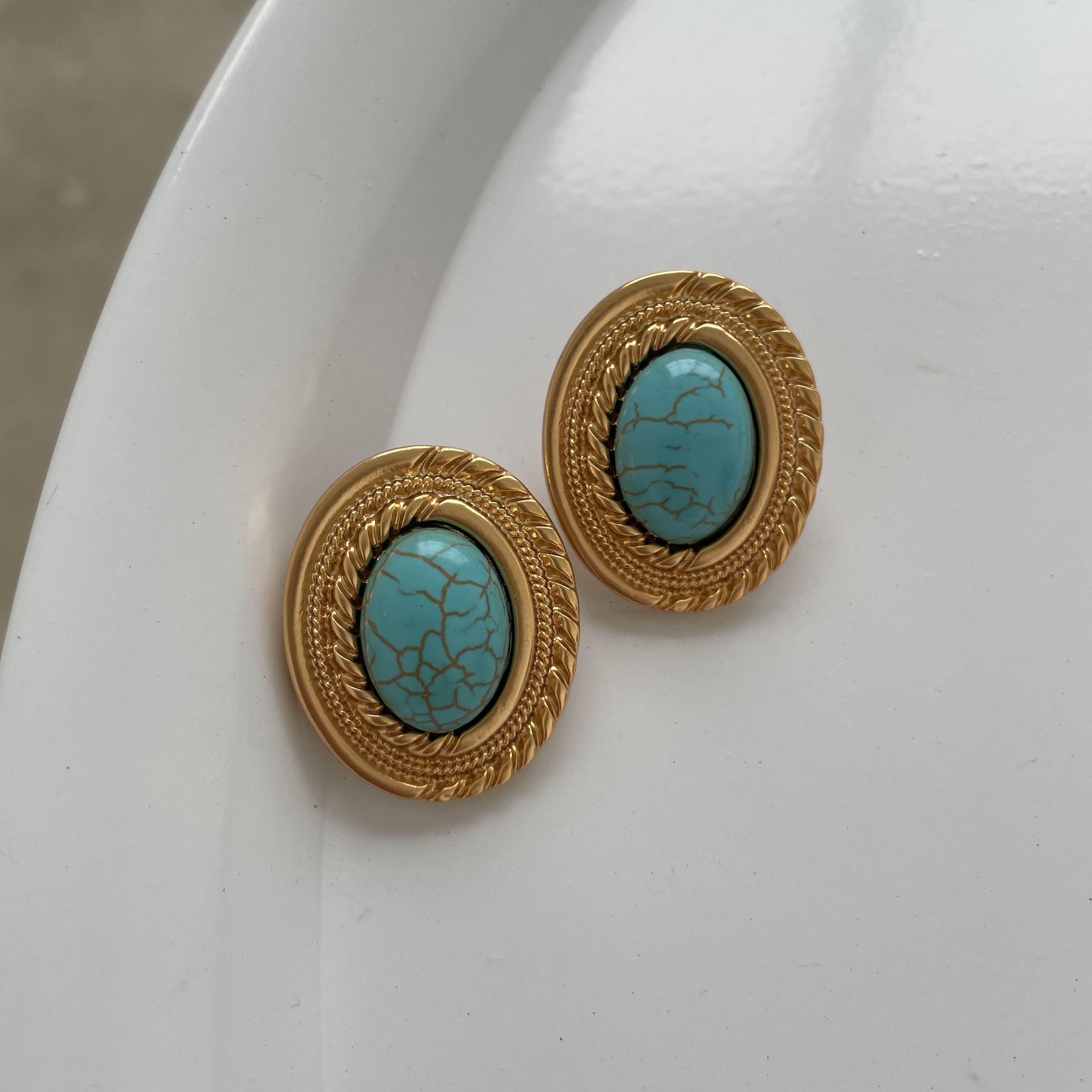 картинка Серьги "Бирюзовый диск"