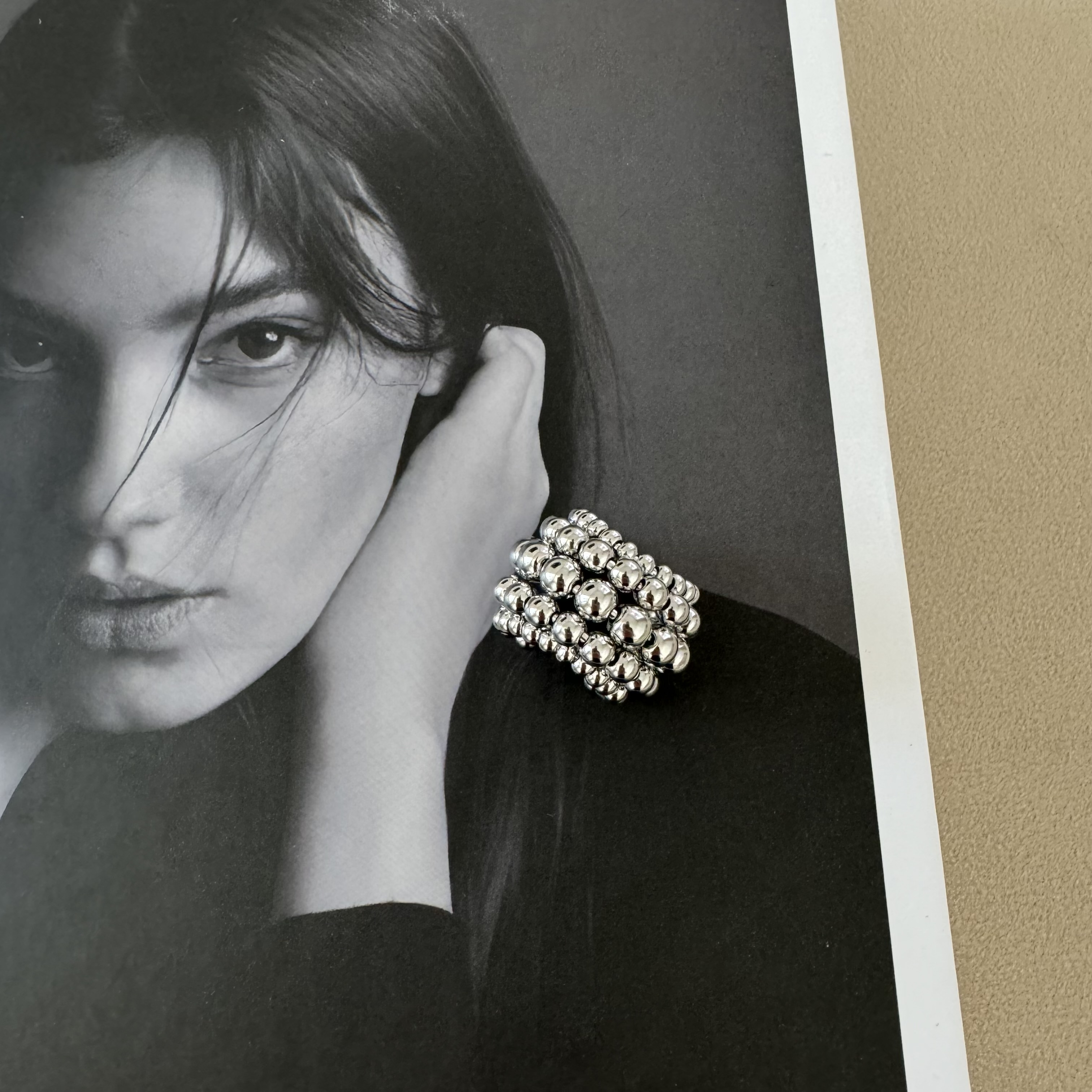 картинка Серьга-каффа-кольцо "Silver bead"