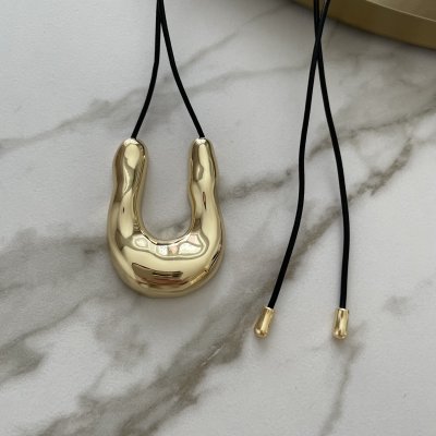 картинка Кулон на длинном шнурке "Gold zigzag"